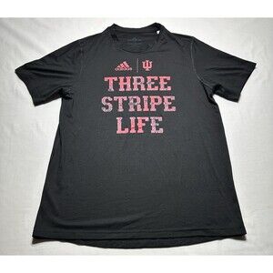 Indiana Hoosiers Adidas Shirt Mens Small Short Sleeve IU Three Stripe Life Black